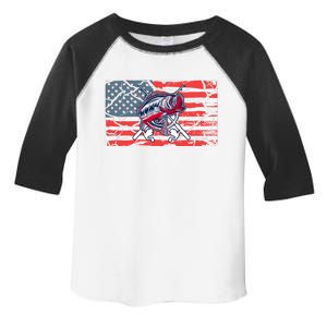 Cool Usa Fishing With Flag Toddler Fine Jersey T-Shirt