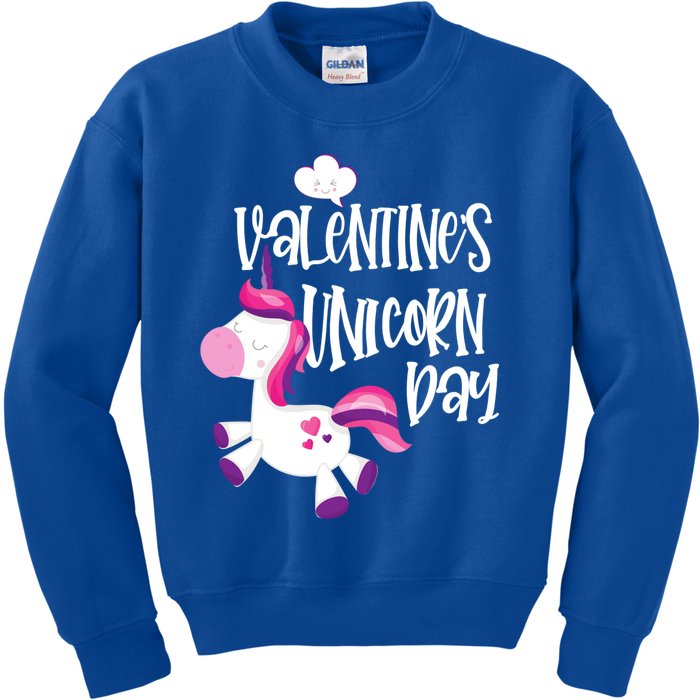 Cute Unicorn Face Valentine's Day Gift Tee Gift Kids Sweatshirt