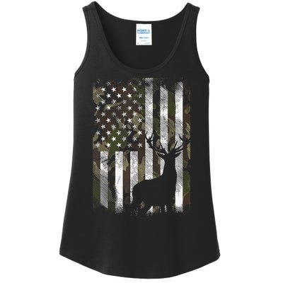 Camo Us Flag Deer Elk Buck Camoflage Hunting Hunter Dad Gift Ladies Essential Tank