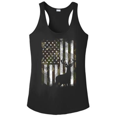 Camo Us Flag Deer Elk Buck Camoflage Hunting Hunter Dad Gift Ladies PosiCharge Competitor Racerback Tank