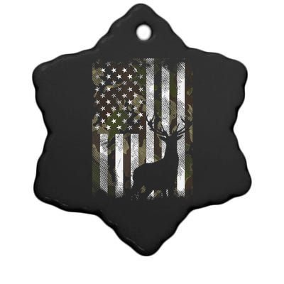 Camo Us Flag Deer Elk Buck Camoflage Hunting Hunter Dad Gift Ceramic Star Ornament