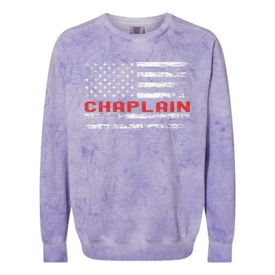 Chaplain Usa Flag Profession Retro Job Title Colorblast Crewneck Sweatshirt