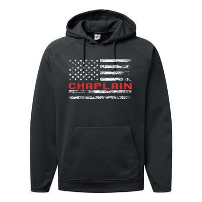 Chaplain Usa Flag Profession Retro Job Title Performance Fleece Hoodie