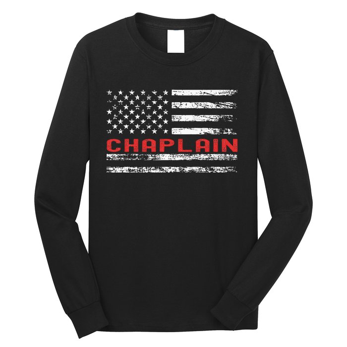 Chaplain Usa Flag Profession Retro Job Title Long Sleeve Shirt