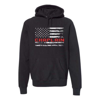 Chaplain Usa Flag Profession Retro Job Title Premium Hoodie