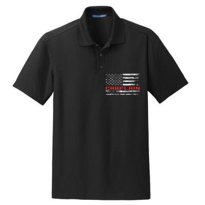 Chaplain Usa Flag Profession Retro Job Title Dry Zone Grid Polo