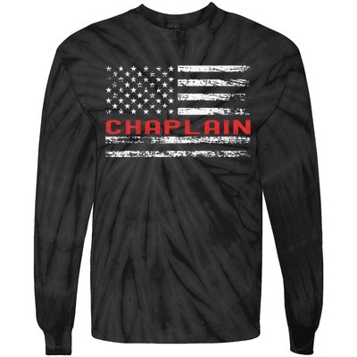 Chaplain Usa Flag Profession Retro Job Title Tie-Dye Long Sleeve Shirt