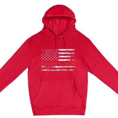 Chaplain Usa Flag Profession Retro Job Title Premium Pullover Hoodie