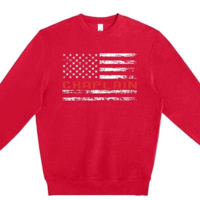 Chaplain Usa Flag Profession Retro Job Title Premium Crewneck Sweatshirt