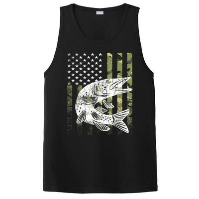 Camouflage Usa Flag Patriotic Fisher Gift Musky Fishing Gift PosiCharge Competitor Tank