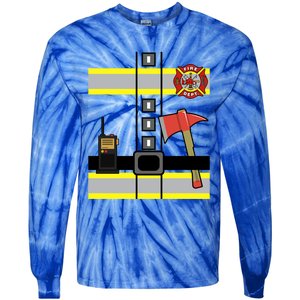 Cute Us Firefighter Costume Halloween Ready! Gift Tie-Dye Long Sleeve Shirt