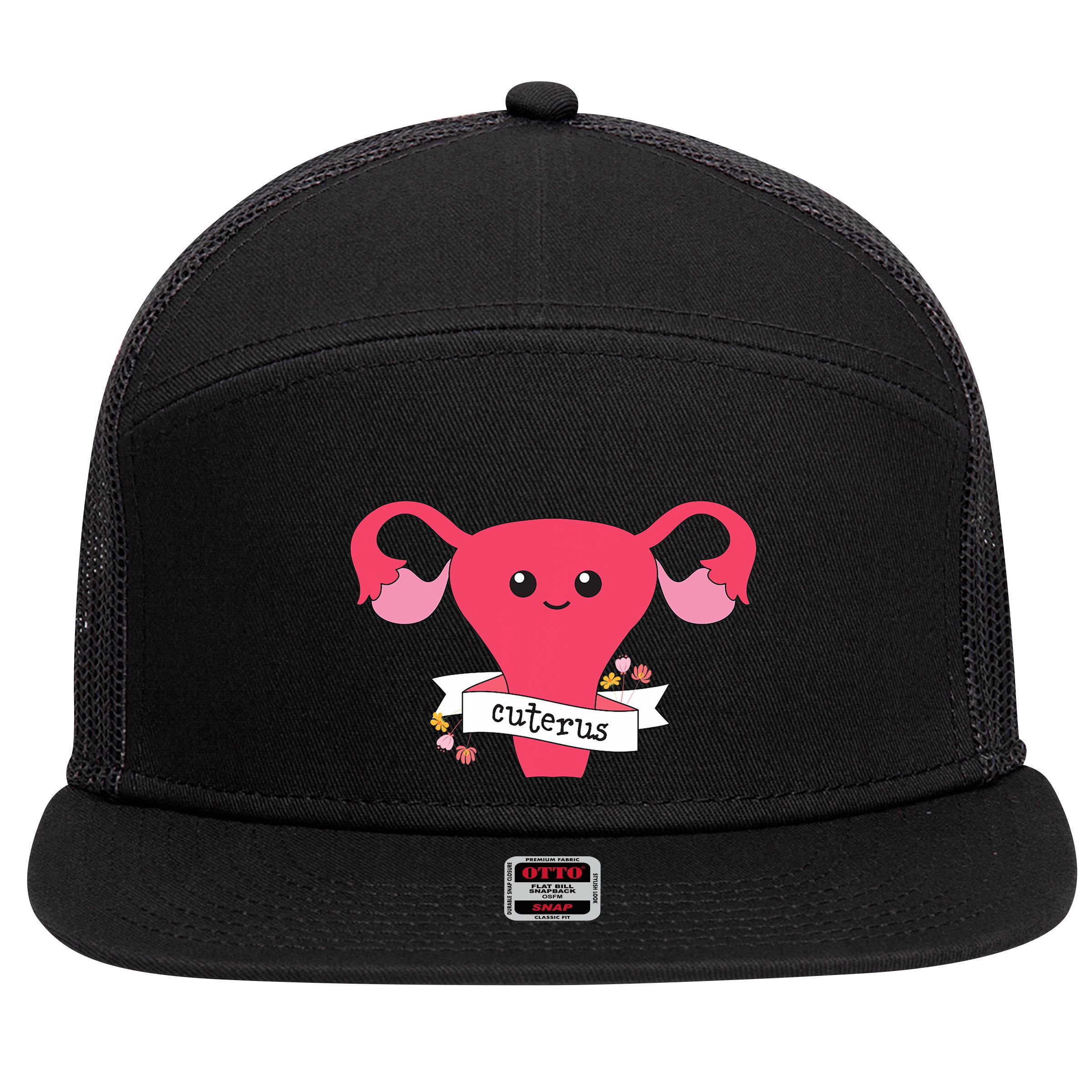 Cuterus Uterus Feminist Lgbt Feminism 7 Panel Mesh Trucker Snapback Hat