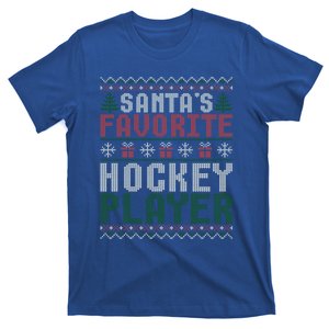 Christmas Ugly Funny Santa Claus Hockey Player Gift T-Shirt