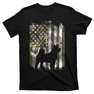 Camo US Flag Shiba Inu Akita Pet Japanese Dog T-Shirt