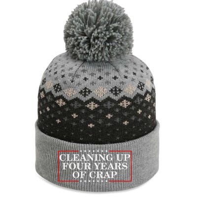 Cleaning Up Four Years Of Crap Funny Trump Garbage Truck The Baniff Cuffed Pom Beanie