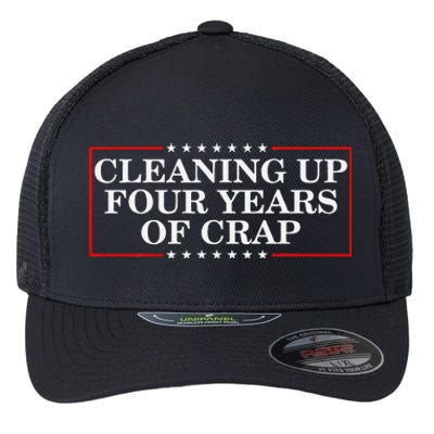 Cleaning Up Four Years Of Crap Funny Trump Garbage Truck Flexfit Unipanel Trucker Cap