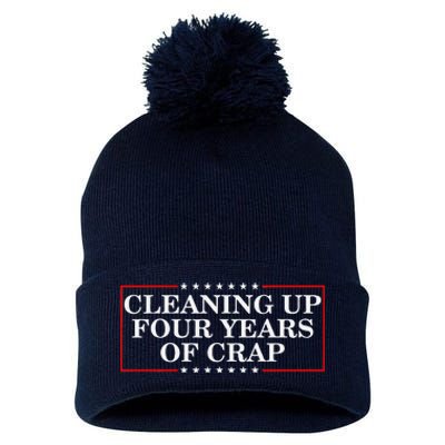 Cleaning Up Four Years Of Crap Funny Trump Garbage Truck Pom Pom 12in Knit Beanie