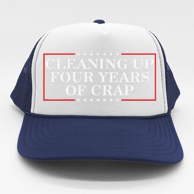 Cleaning Up Four Years Of Crap Funny Trump Garbage Truck Trucker Hat