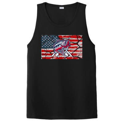 Cool Usa Flag With Fish Retro Design PosiCharge Competitor Tank