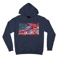 Cool Usa Flag With Fish Retro Design Hoodie