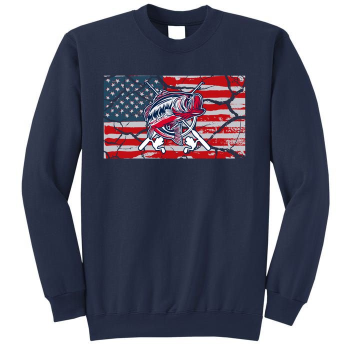 Cool Usa Flag With Fish Retro Design Sweatshirt