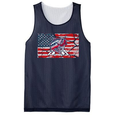 Cool Usa Flag With Fish Retro Design Mesh Reversible Basketball Jersey Tank