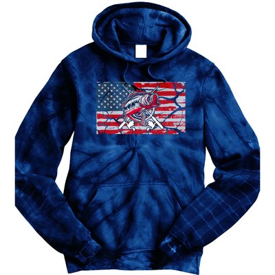 Cool Usa Flag With Fish Retro Design Tie Dye Hoodie