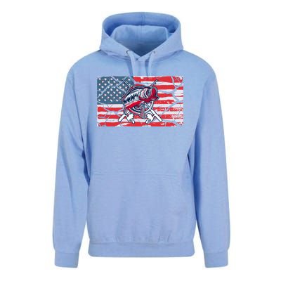 Cool Usa Flag With Fish Retro Design Unisex Surf Hoodie