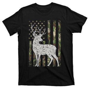 Camo Usa Flag Deer Elk Buck Camoflage Hunting Hunter Gift T-Shirt