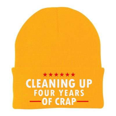 Cleaning Up Four Years Of Crap Funny Trump Garbage Truck Knit Cap Winter Beanie