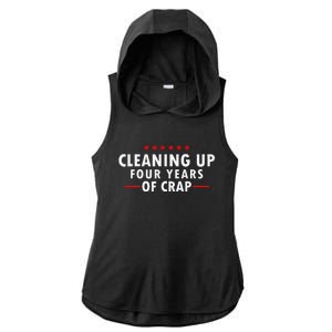 Cleaning Up Four Years Of Crap Funny Trump Garbage Truck Ladies PosiCharge Tri-Blend Wicking Draft Hoodie Tank