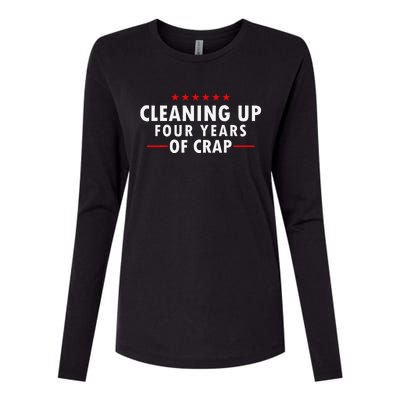 Cleaning Up Four Years Of Crap Funny Trump Garbage Truck Womens Cotton Relaxed Long Sleeve T-Shirt