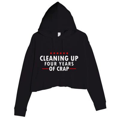 Cleaning Up Four Years Of Crap Funny Trump Garbage Truck Crop Fleece Hoodie