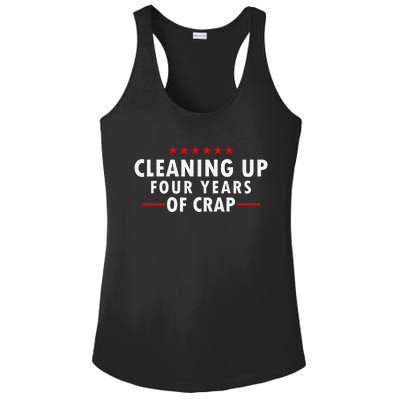 Cleaning Up Four Years Of Crap Funny Trump Garbage Truck Ladies PosiCharge Competitor Racerback Tank