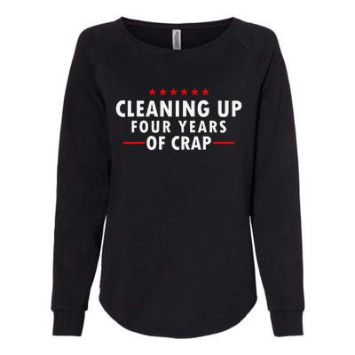 Cleaning Up Four Years Of Crap Funny Trump Garbage Truck Womens California Wash Sweatshirt