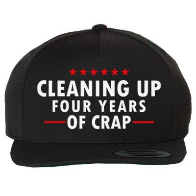 Cleaning Up Four Years Of Crap Funny Trump Garbage Truck Wool Snapback Cap