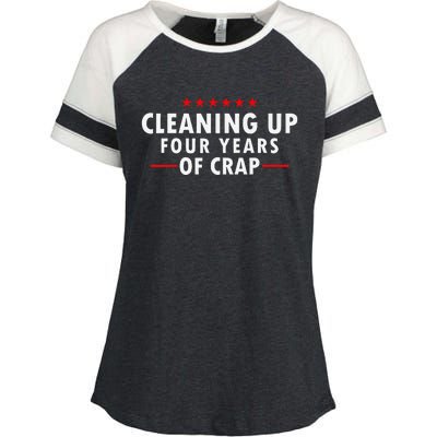 Cleaning Up Four Years Of Crap Funny Trump Garbage Truck Enza Ladies Jersey Colorblock Tee