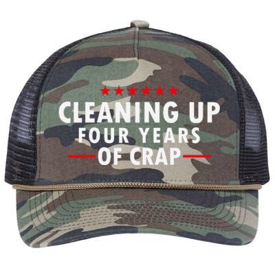 Cleaning Up Four Years Of Crap Funny Trump Garbage Truck Retro Rope Trucker Hat Cap