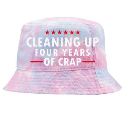 Cleaning Up Four Years Of Crap Funny Trump Garbage Truck Tie-Dyed Bucket Hat