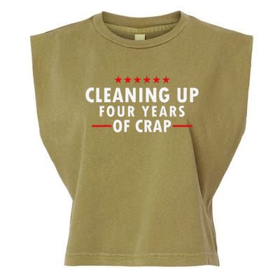 Cleaning Up Four Years Of Crap Funny Trump Garbage Truck Garment-Dyed Women's Muscle Tee