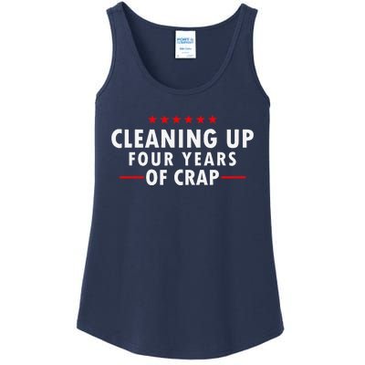 Cleaning Up Four Years Of Crap Funny Trump Garbage Truck Ladies Essential Tank