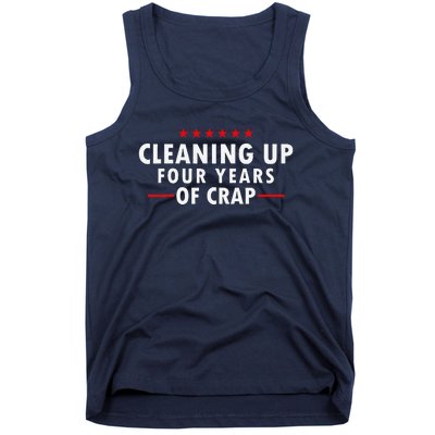 Cleaning Up Four Years Of Crap Funny Trump Garbage Truck Tank Top