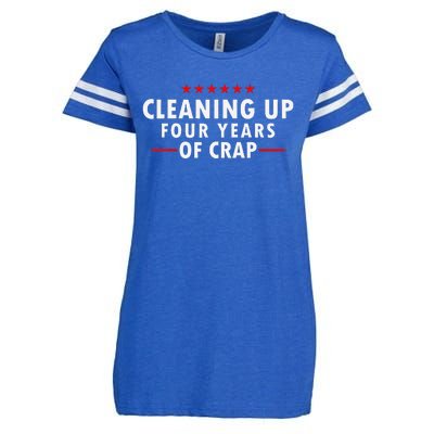 Cleaning Up Four Years Of Crap Funny Trump Garbage Truck Enza Ladies Jersey Football T-Shirt