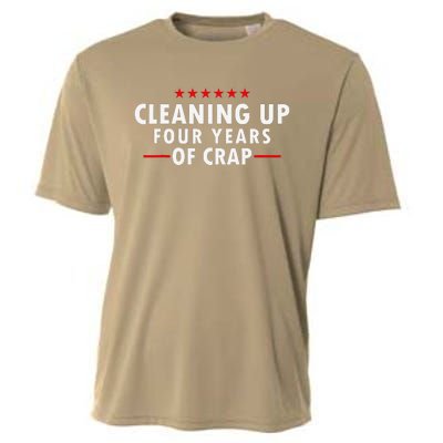 Cleaning Up Four Years Of Crap Funny Trump Garbage Truck Cooling Performance Crew T-Shirt