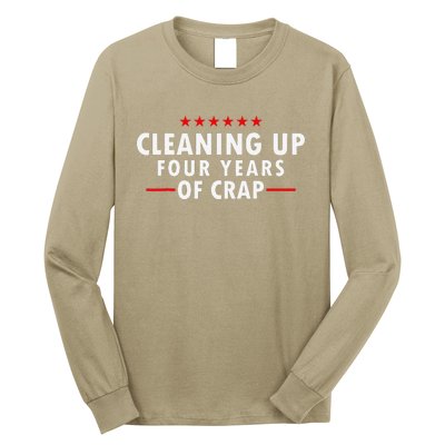 Cleaning Up Four Years Of Crap Funny Trump Garbage Truck Long Sleeve Shirt