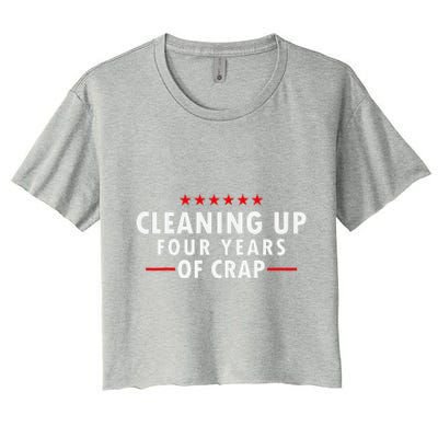 Cleaning Up Four Years Of Crap Funny Trump Garbage Truck Women's Crop Top Tee