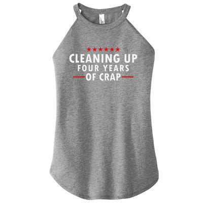 Cleaning Up Four Years Of Crap Funny Trump Garbage Truck Women's Perfect Tri Rocker Tank