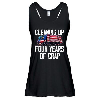 Cleaning Up Four Years Of Crap Funny Trump Garbage Ladies Essential Flowy Tank