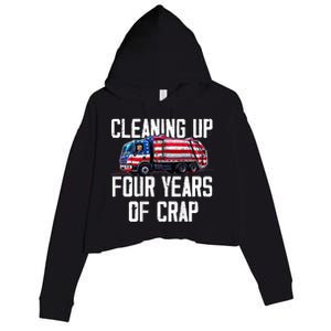 Cleaning Up Four Years Of Crap Funny Trump Garbage Crop Fleece Hoodie