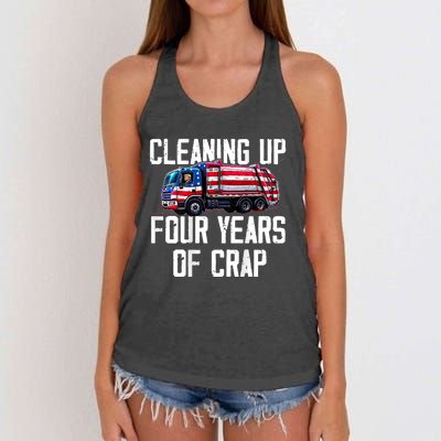 Cleaning Up Four Years Of Crap Funny Trump Garbage Women's Knotted Racerback Tank